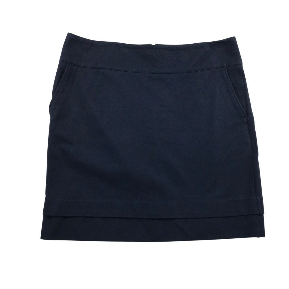Cabi Navy Blue Double Layer Hem Straight Skirt 5051 Womens Size 14 Career Work